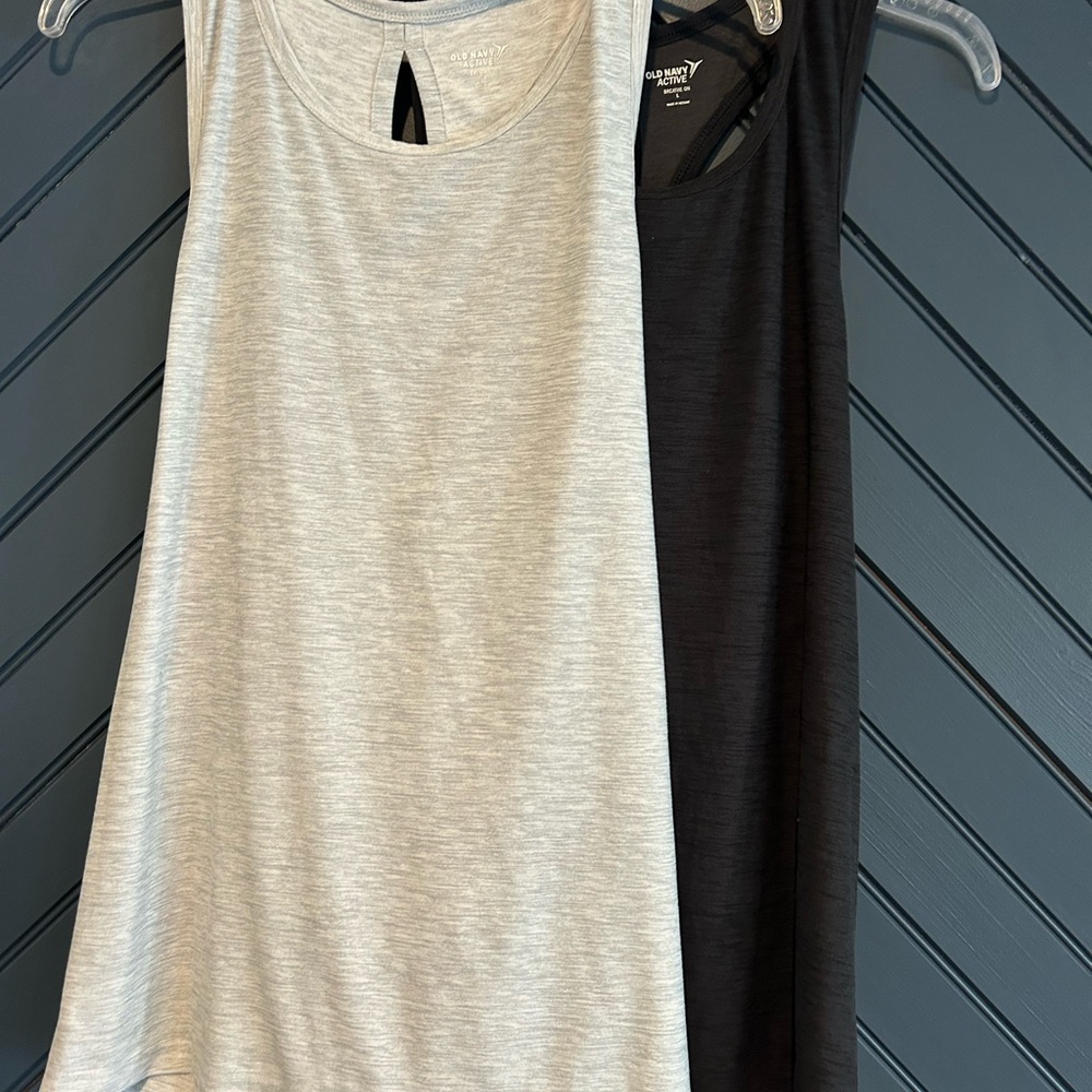 Old Navy Sleeveless Cut Out Tank Tops in Gray and Black